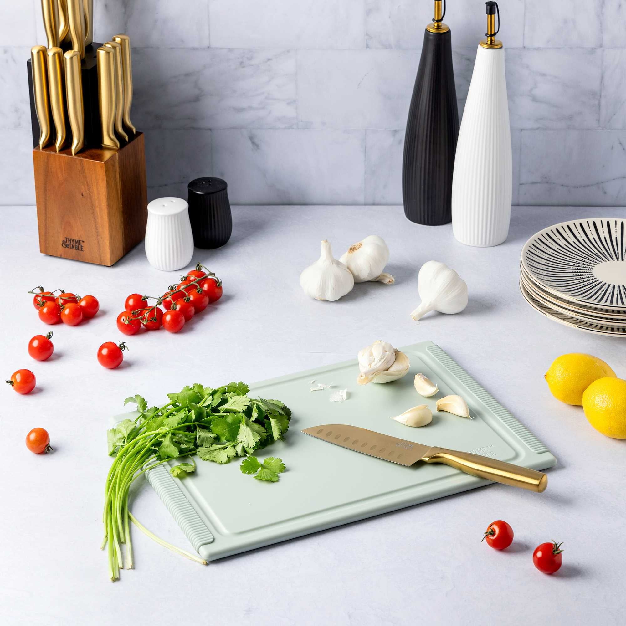 Thyme & Table Medium 10"x14" Poly Cutting Board - Sage - Image 4