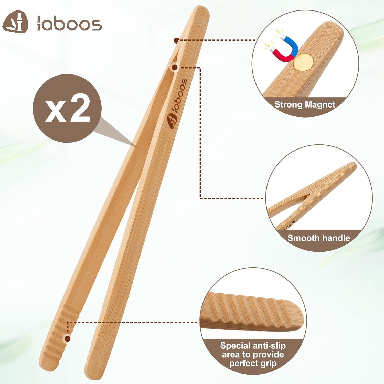 Magnetic Classic Bamboo Toast Tongs - Wood Cooking Tong,Ideal for Toaster,Fruits, Bread & Pickles, Kitchen Utensil fo... - Image 4