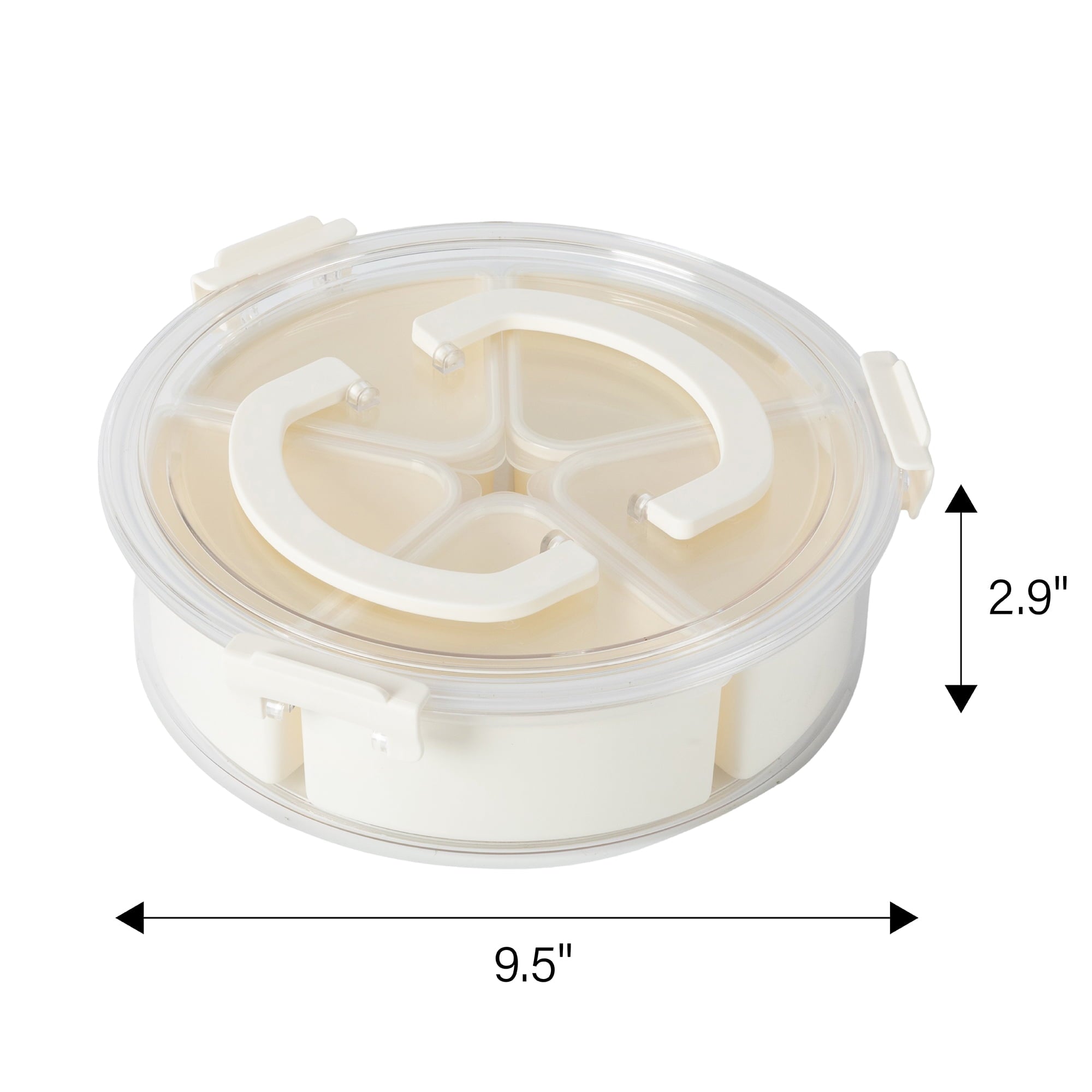 Mainstays Snackle Box, Lunch & Snack Container with lids, Plastic, Round, 5 Compartment , White, Well Suited to Hot o... - Image 2