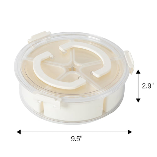 Mainstays Snackle Box, Lunch & Snack Container with lids, Plastic, Round, 5 Compartment , White, Well Suited to Hot o... - Image 2