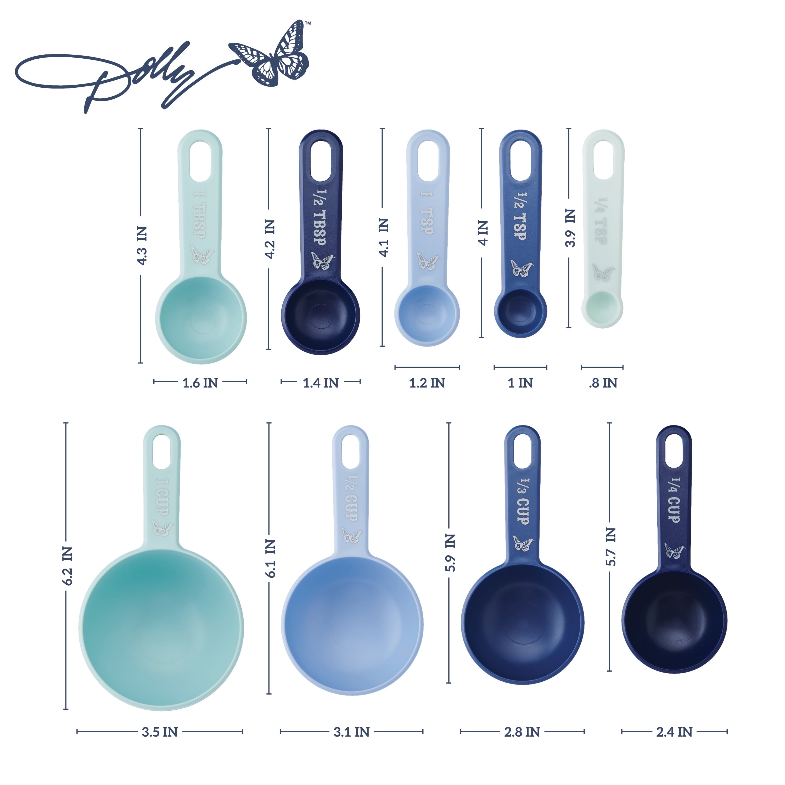 Dolly Parton 9-Piece Measuring Cups and Measuring Spoons Set, Blue - Image 4