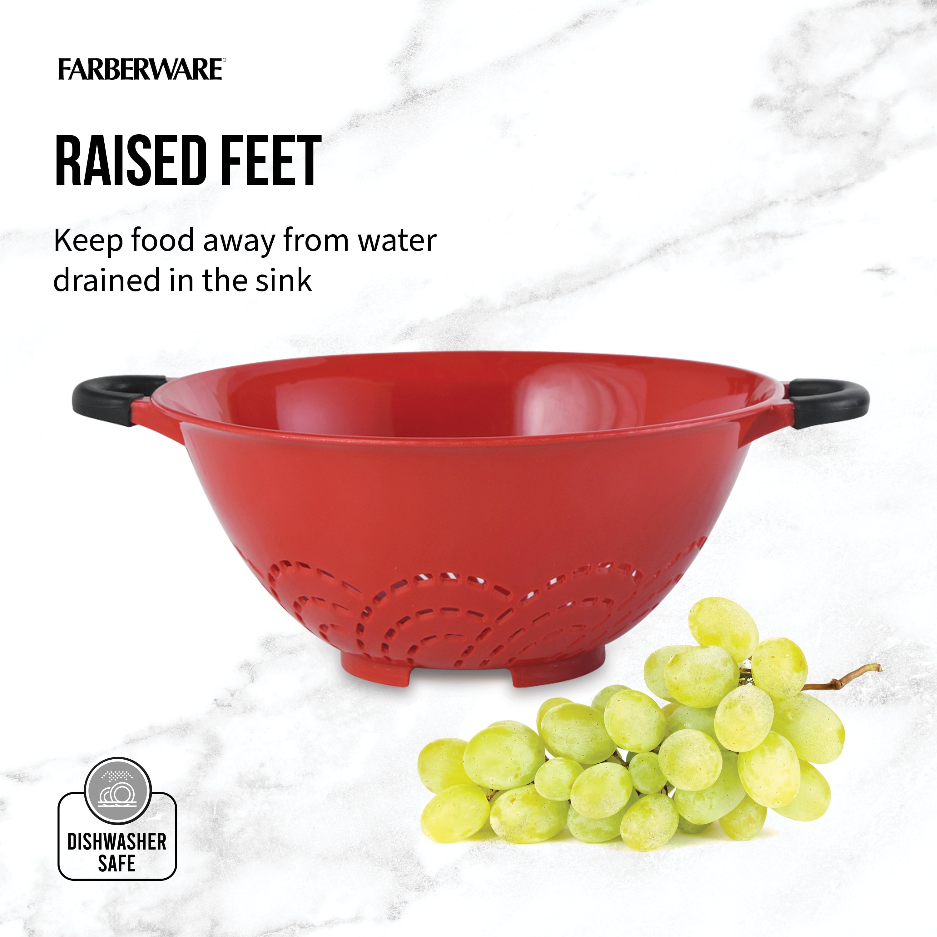 5-Quart Soft Grips Colander, Red, 1-Piece - Image 3
