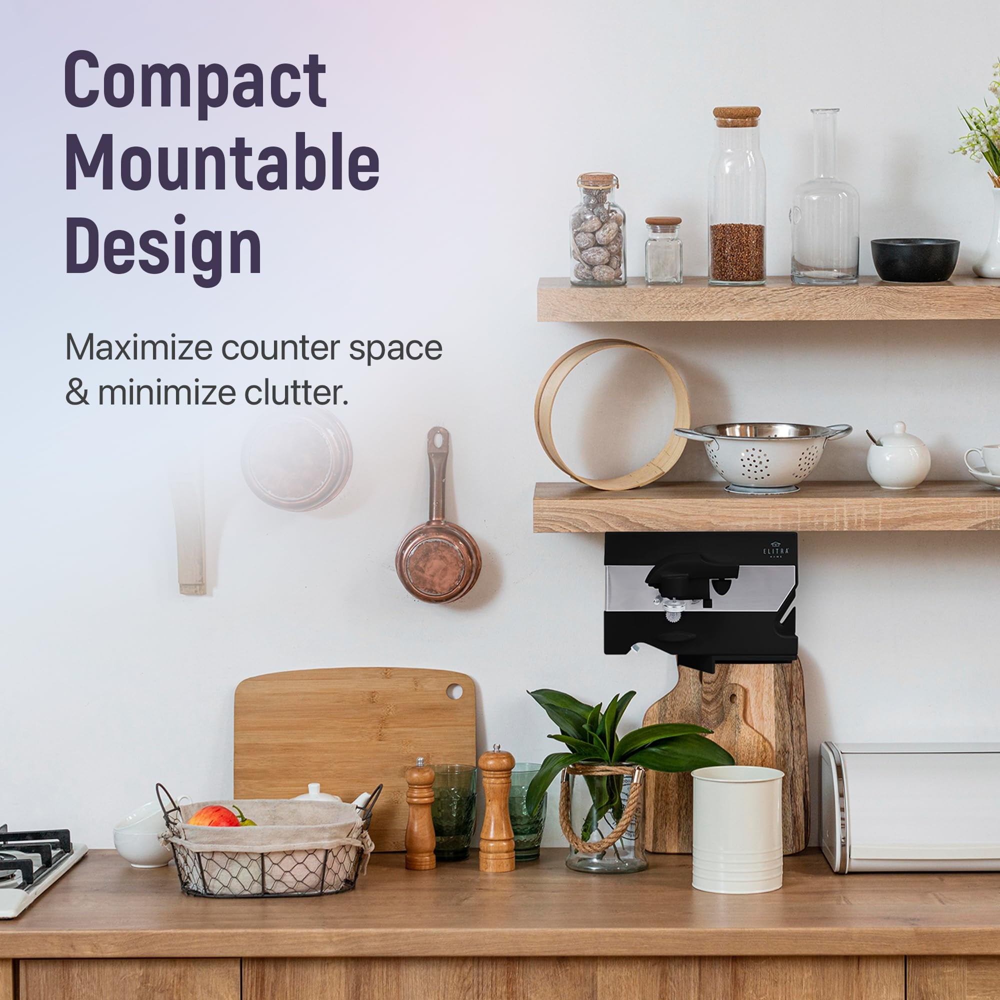 Electric Can Opener - 4 in 1 Under the Cabinet Mounted Can Opener, Blade Sharpener, Bottle Opener, Jar Opener, Mounti... - Image 5