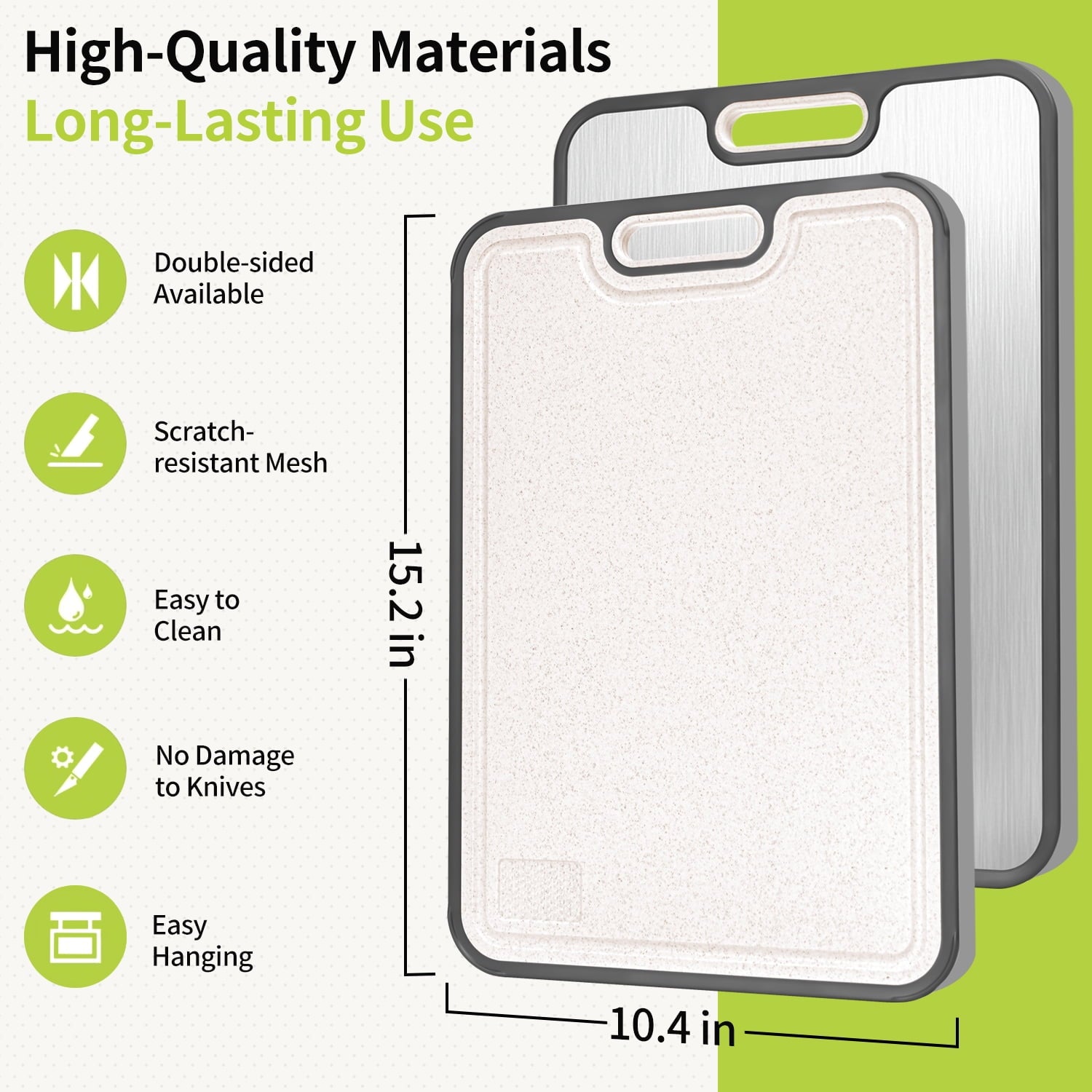 Stainless Steel Cutting Board Large, Double Sided Cutting Board for Kitchen, Non Toxic Chopping Board for Meat, Veget... - Image 2