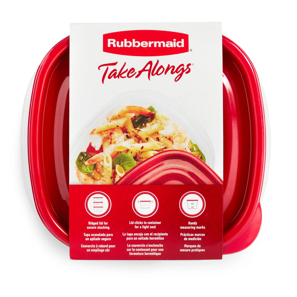 (4 pack) Rubbermaid TakeAlongs 5.2-Cup Deep Square Food Storage Containers, Ruby Red, 4 pack - Image 3