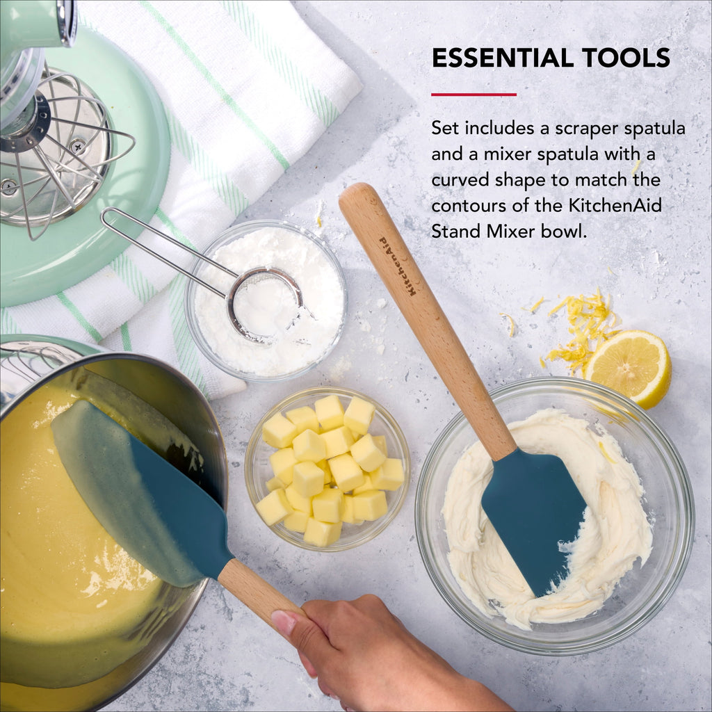 2-Piece Silicone Mixing Spatula and Scraper Set for Cooking, Agave - Image 2