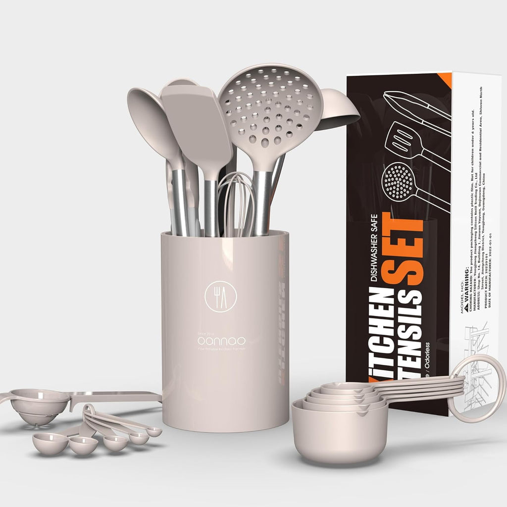 Large Silicone Cooking Utensils Set - Heat Resistant Kitchen Utensils,Turner Tongs,Spatula,Spoon,Brush,Whisk,Stainles... - Image 4