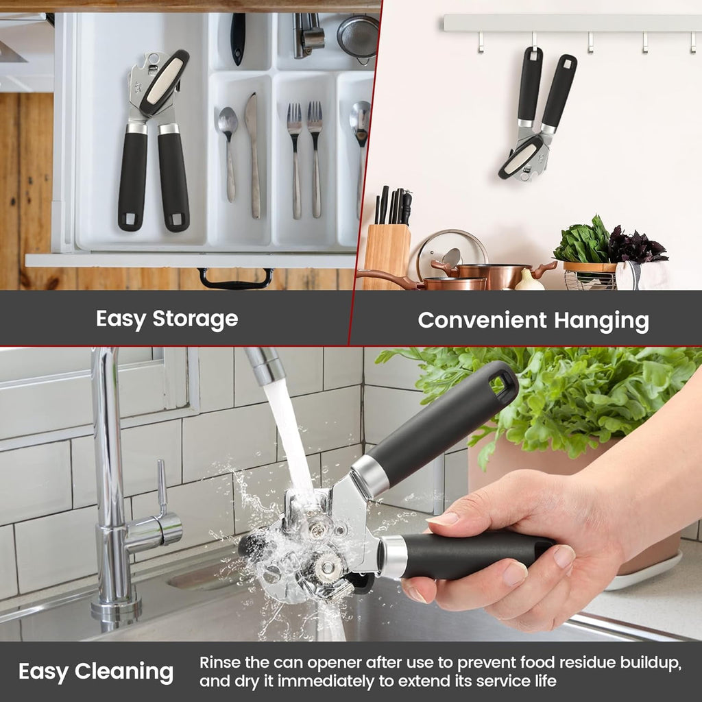 Behome Can Opener with Bottle Opener, Heavy Duty Manual Can Opener with With Turn Knob & Soft Handle, for Kitchen Sen... - Image 6