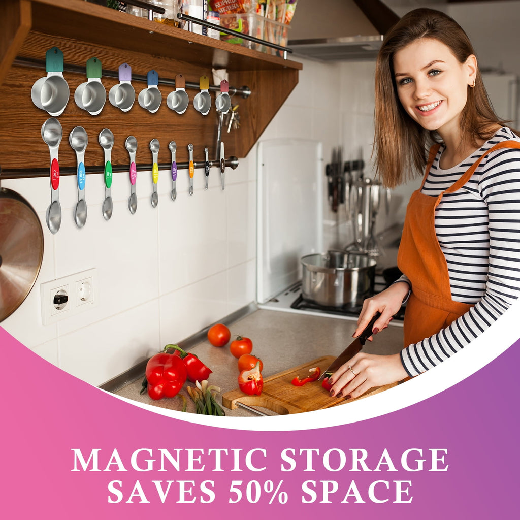 Godance Magnetic Measuring Cups and Spoons Set Including 7 Stainless Steel Stackable Measuring Cup 8 Double Sided Mag... - Image 5