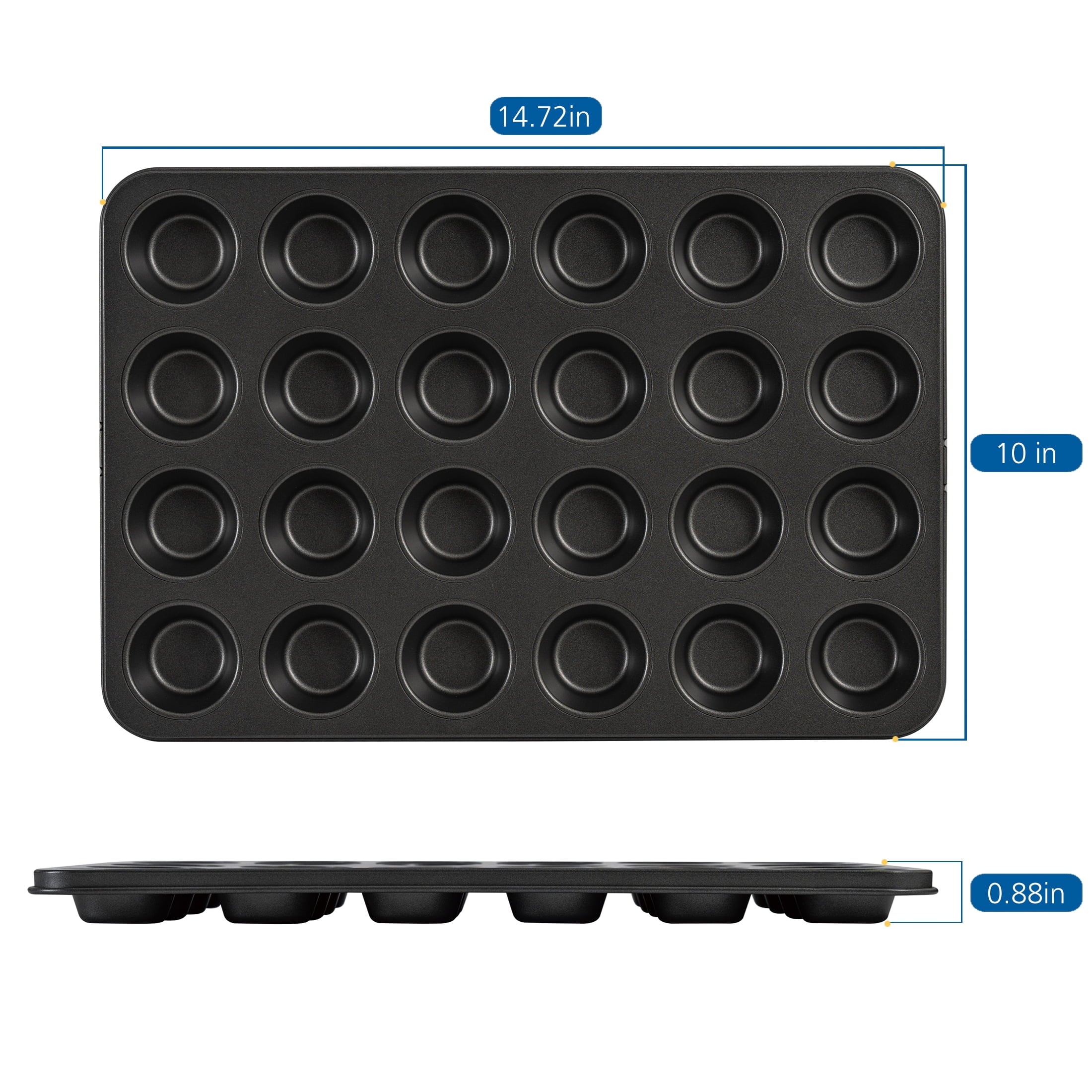 Mainstays 24 Cavity Mini Muffin Pan, Non-Stick Bakeware,1.8 inch Diameter Cups,Gray,Carbon Steel - Image 4