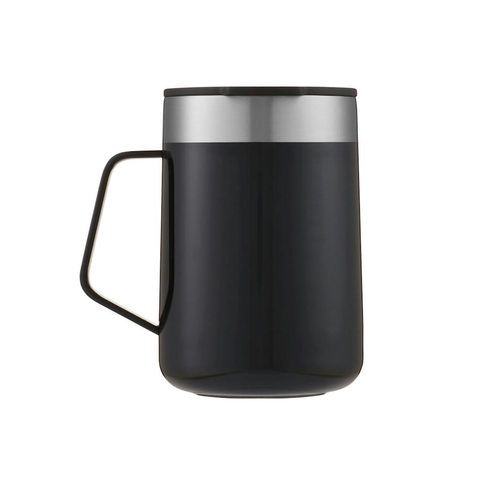 travel mug with handle in black