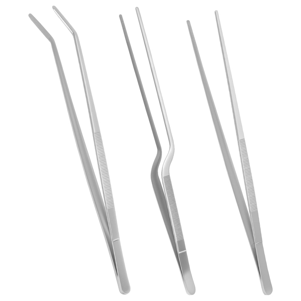 3Pcs Kitchen Cooking Tongs Tweezers12 inch Stainless Steel Nonslip Kitchen Tweezers Tongs for BBQ Serving Food Buffet...