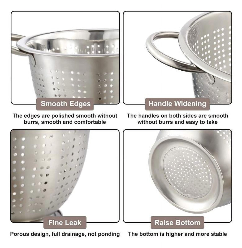 Mainstays SS 3QT Multi-Use Colander for Straining, Draining & Rinsing Pasta, Fruits or Vegetables - Image 3