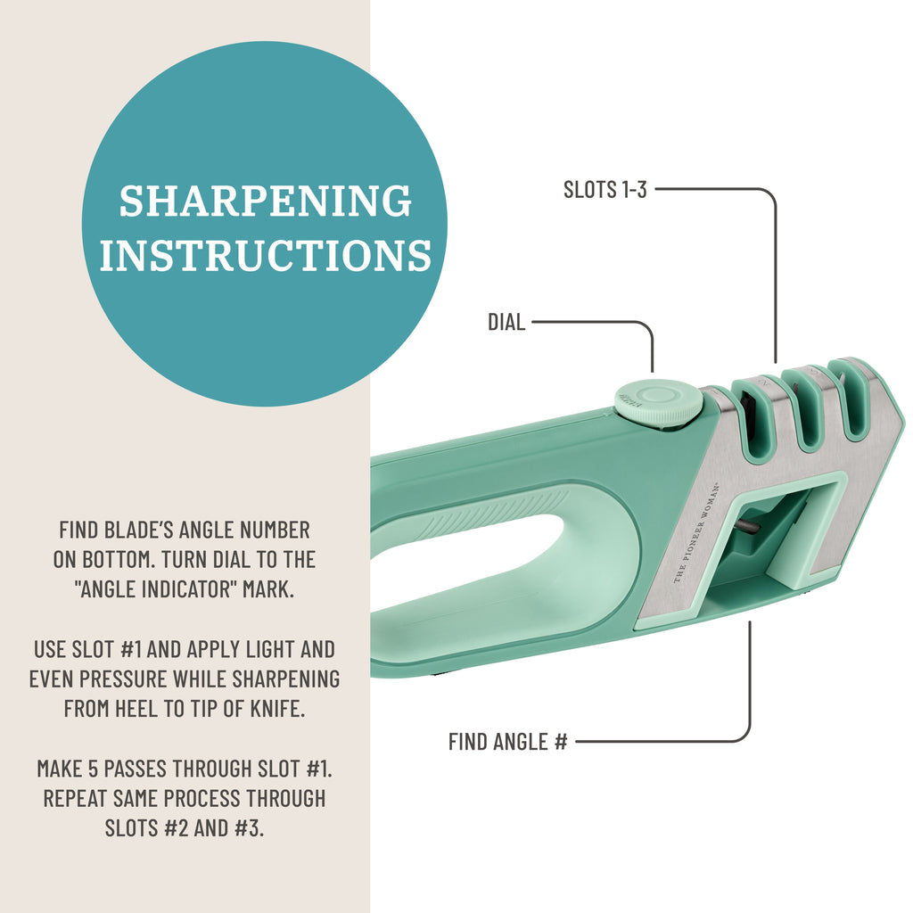 The Pioneer Woman 4 Stage Knife Shear & Sharpener, Green - Image 4