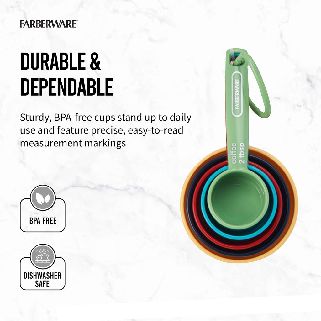 Plastic Multicolor Nesting Measuring Cup Set with Bonus Coffee Scoop, 5-Piece - Image 5
