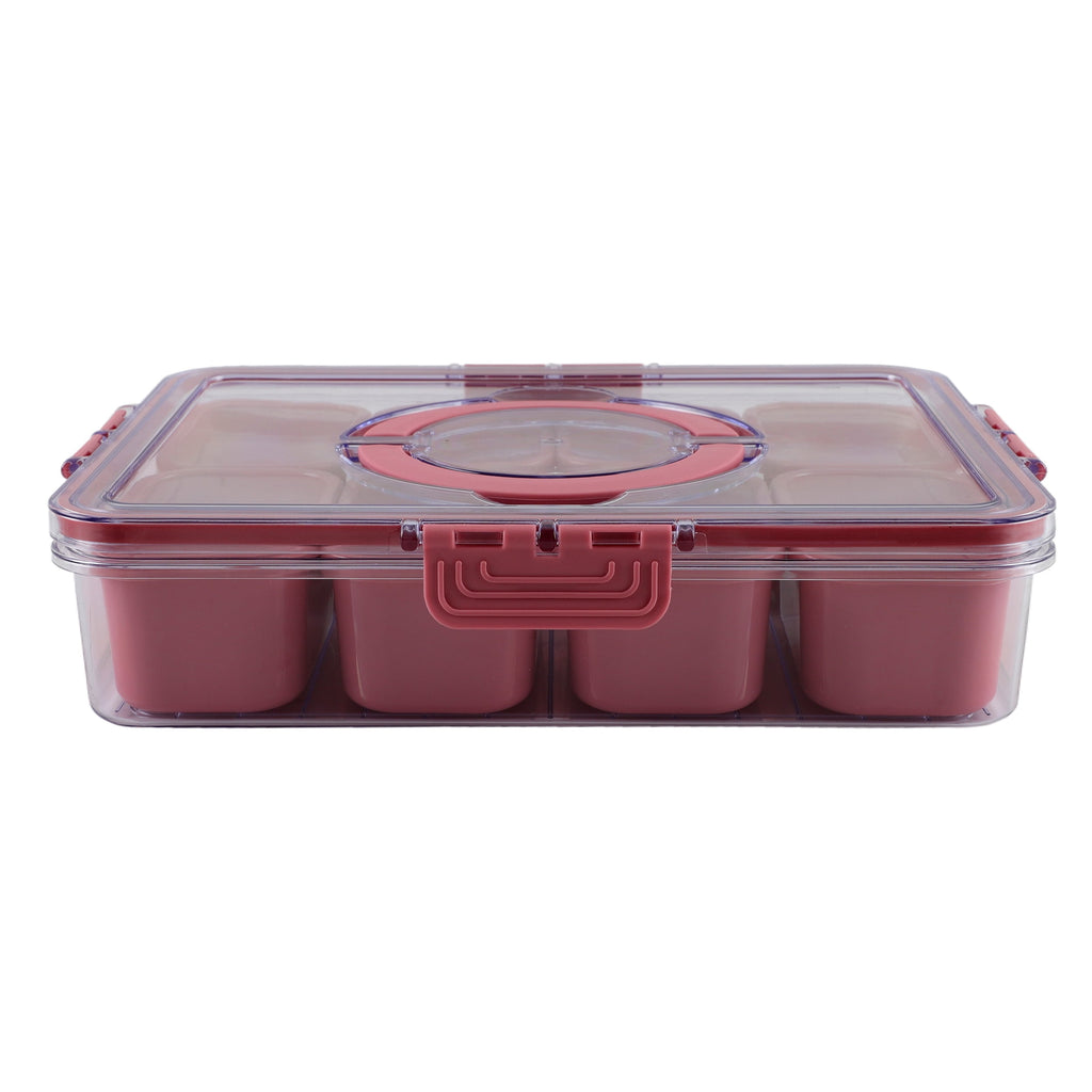 8-Compartment Snackle Box, Charcuterie and Snack Container, Divided Serving Tray with Lids and Handle, Dishwasher Saf... - Image 2
