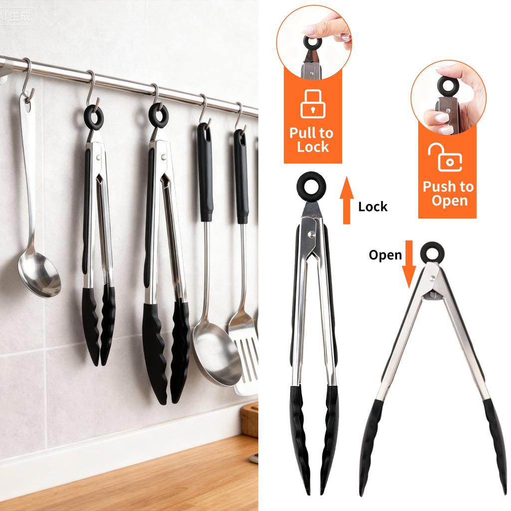 Qissep 2Pcs Kitchen Tongs for Cooking, Silicone Tongs for Cooking, Heat Resistant up to 600℉, Ideal for Kitchen Cooki... - Image 5