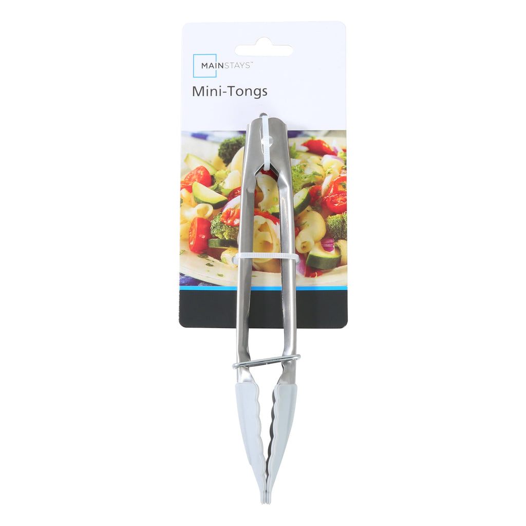 Mainstays Stainless Steel and Silicone Mini Food Tongs Grey - Image 5