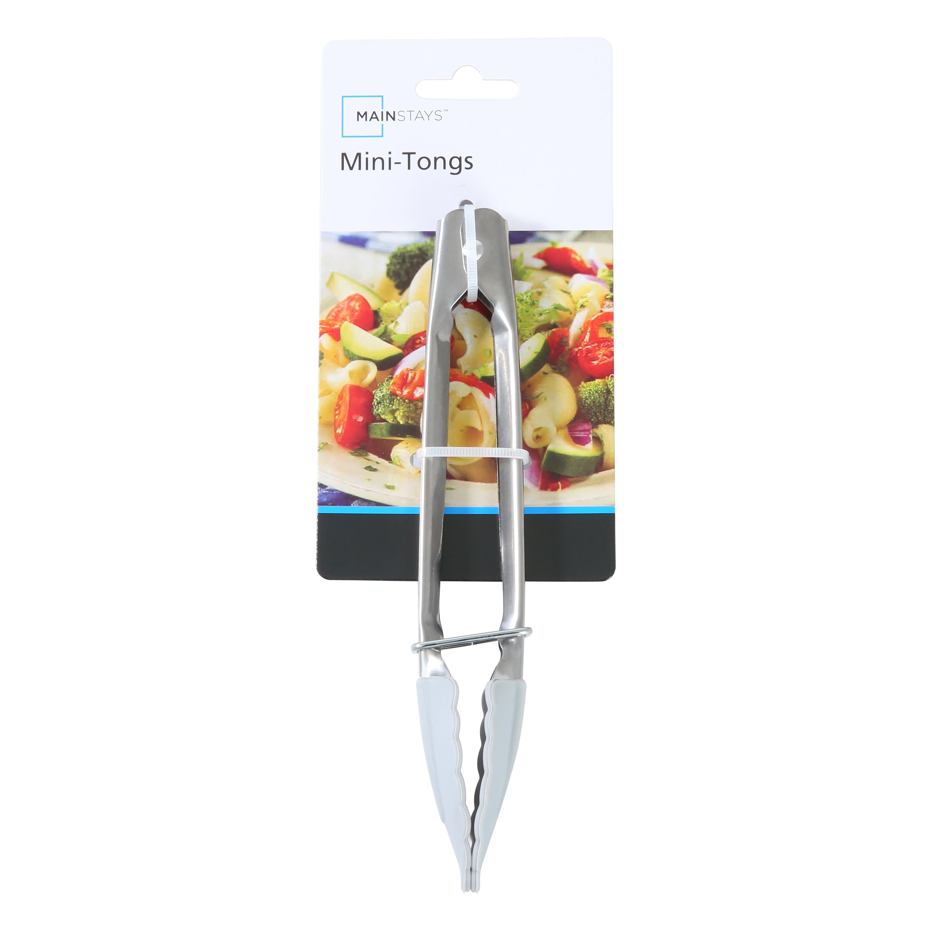 Mainstays Stainless Steel and Silicone Mini Food Tongs Grey - Image 5