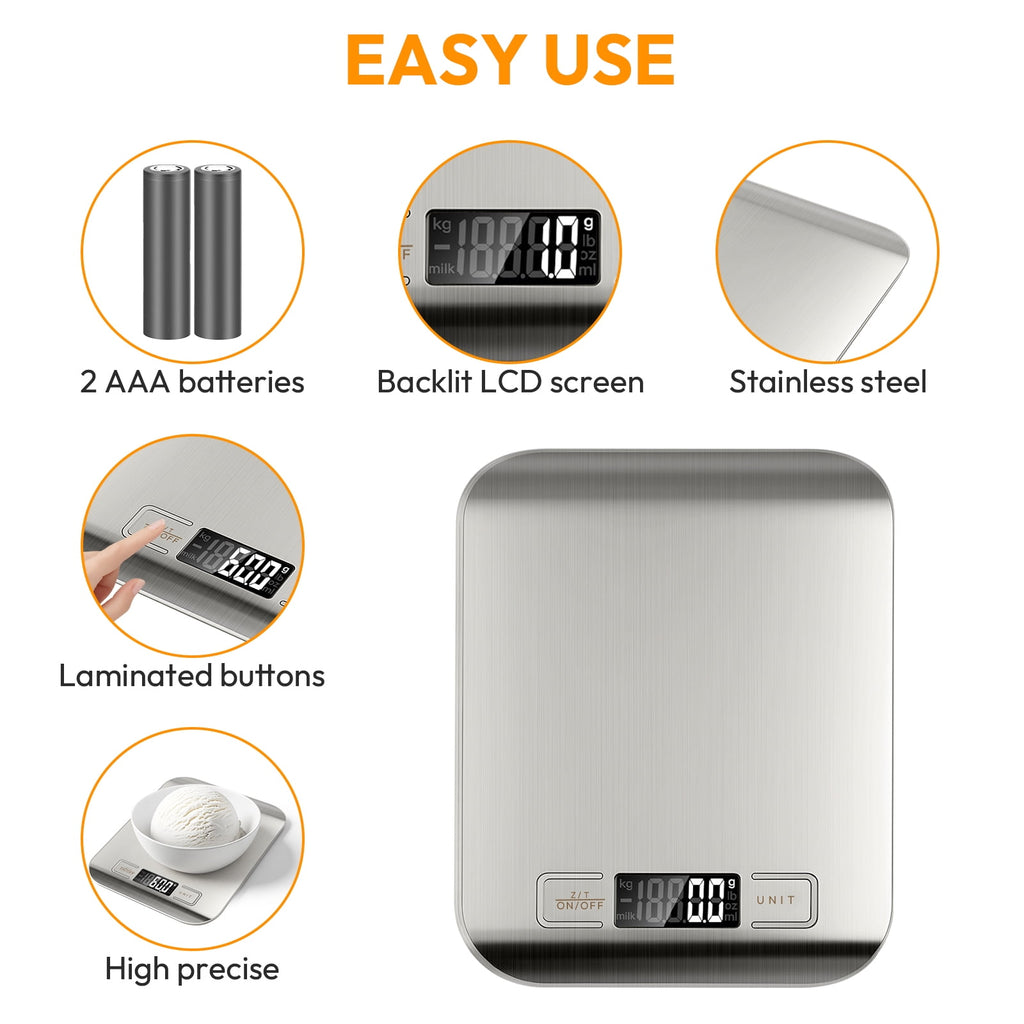 DAYBETTER 22lb/10kg Food Scale with 4 Units LCD Display, 0.05oz/1g Digital Kitchen Scale, for Baking, Cooking, Dietin... - Image 4