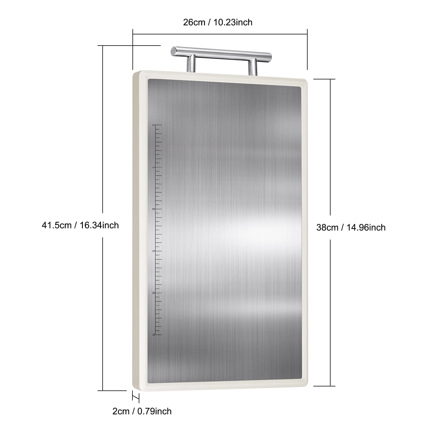 TINANA Stainless Steel Cutting Board: 16x10 inch Double-Sided, PP Chopping Boards with Stainless Steel Handles - Image 5