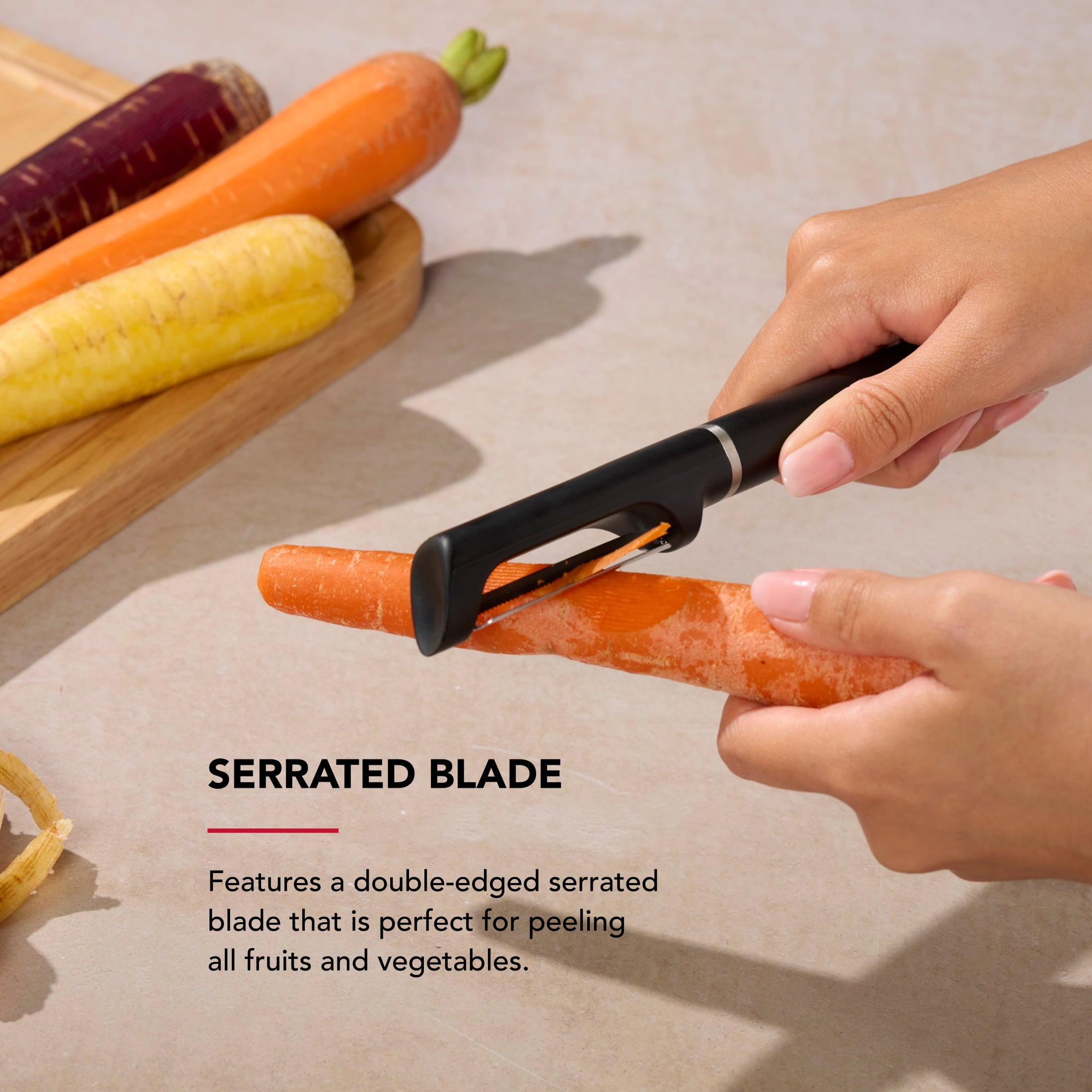 2-Piece Stainless Steel Swivel Y and Vegetable Peeler, Black - Image 4