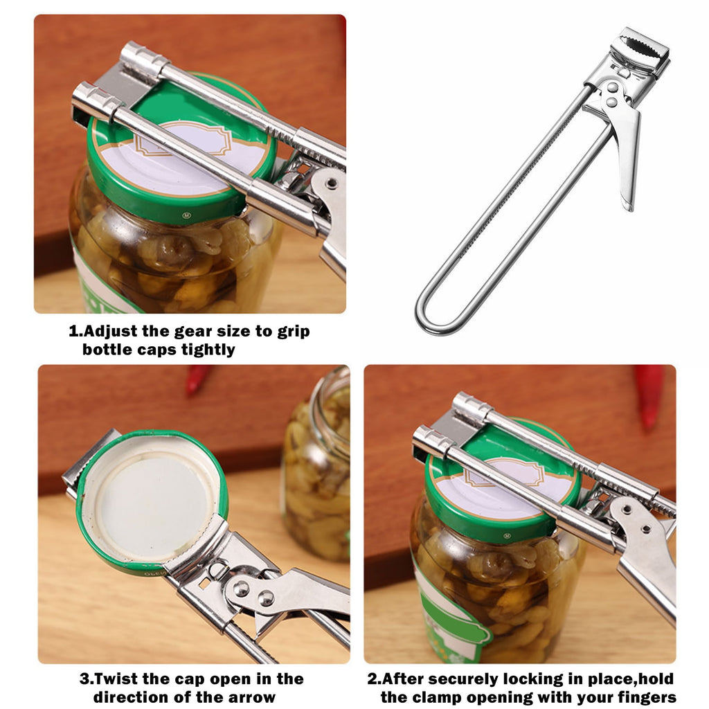 1 Counts Jar Opener for Weak Hands, Multifunctional Adjustable Can Opener, Stainless Steel Jar Lid Opener Bottle Open... - Image 3