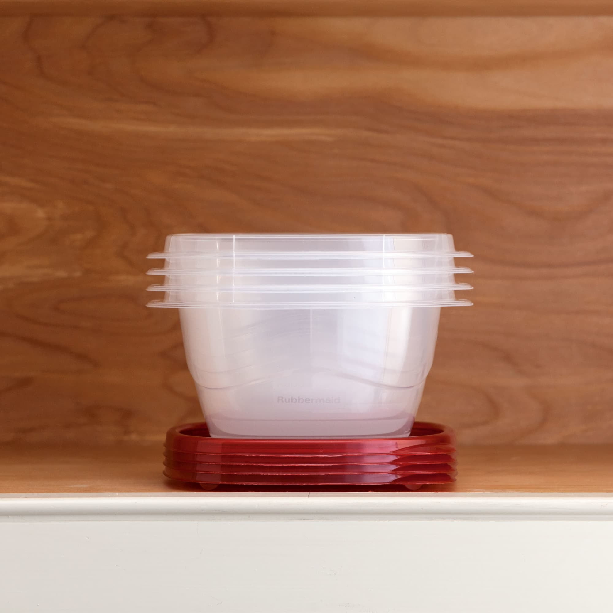 Rubbermaid TakeAlongs 5.2-Cup Deep Square Food Storage Containers, Ruby Red, 4 pack - Image 5