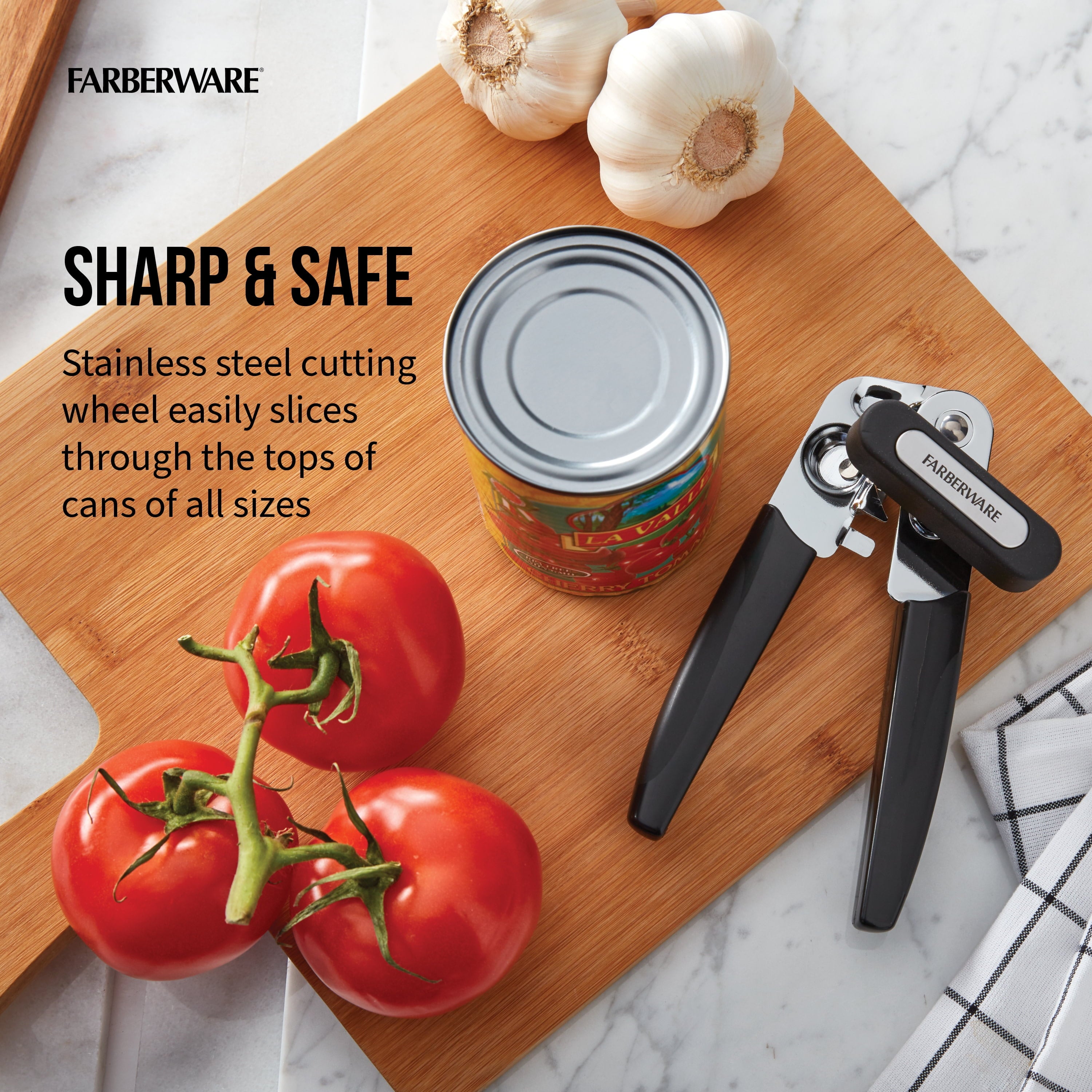 Pro Stainless Steel Portable Can Opener with Black Handle - Image 2