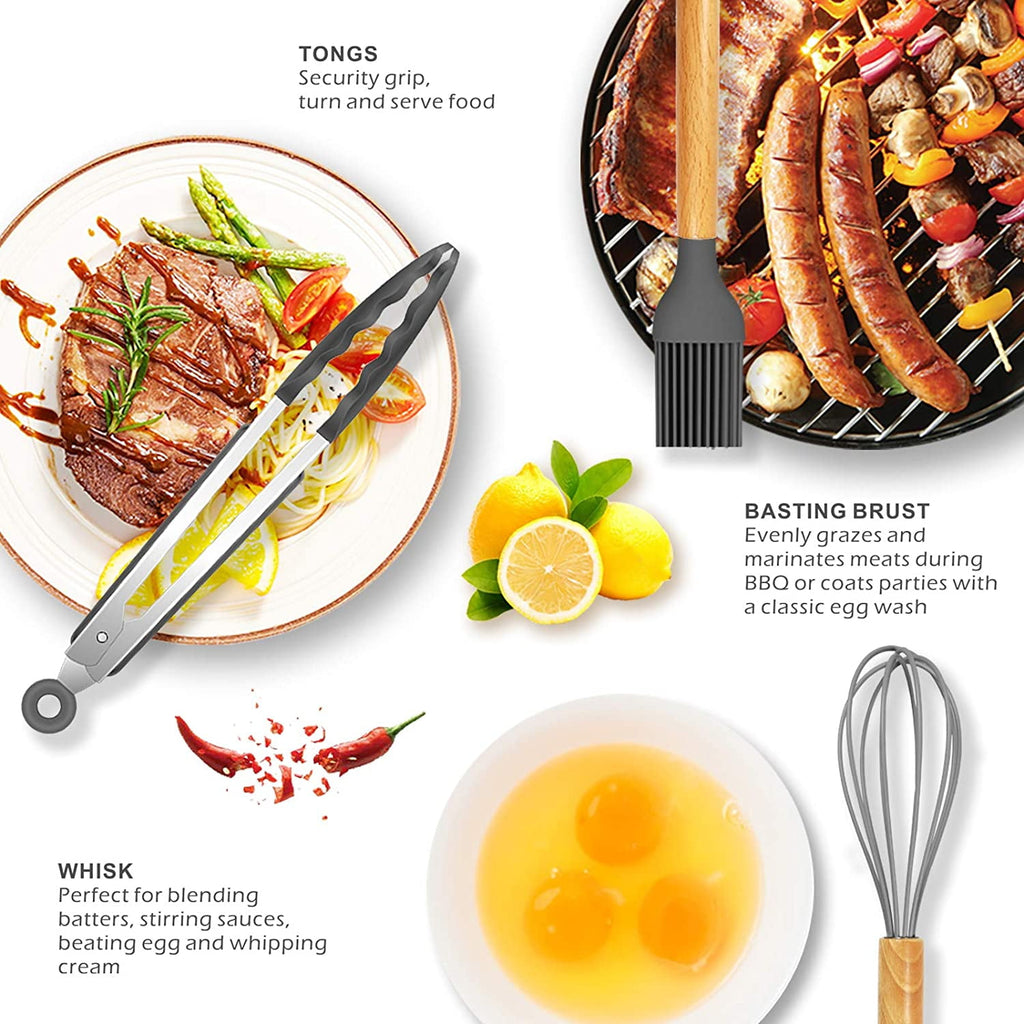 Silicone Cooking Utensils Set - 446°F Heat Resistant Silicone Kitchen Utensils for Cooking,Kitchen Utensil Spatula Se... - Image 3