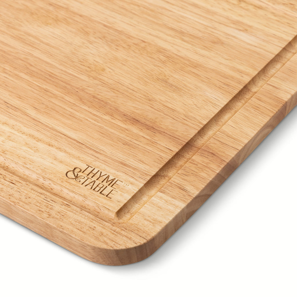 Thyme & Table Large 12" x18" Rubberwood Cutting Board with Shaped Anti-Slip Grips - Image 5