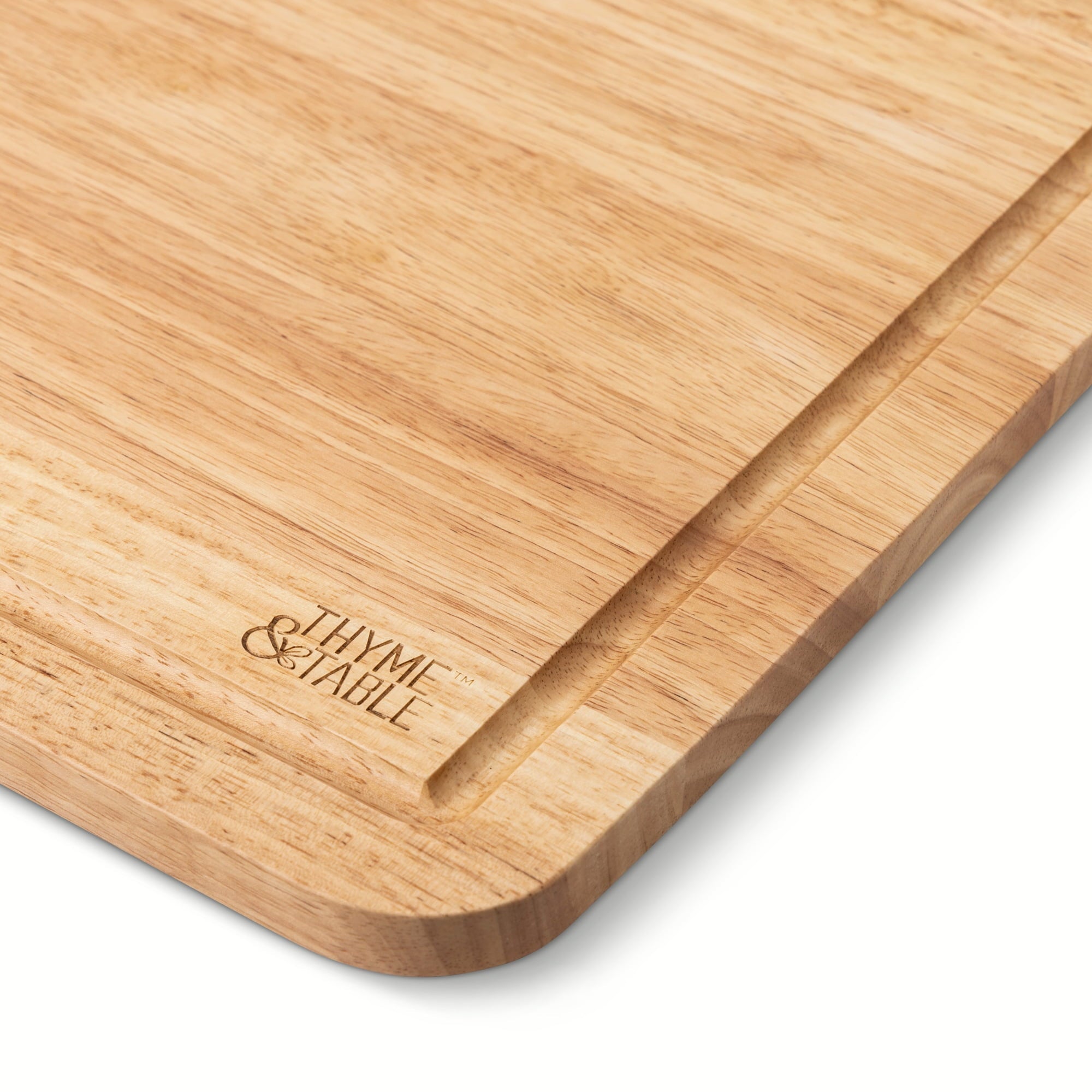 Thyme & Table Large 12" x18" Rubberwood Cutting Board with Shaped Anti-Slip Grips - Image 5