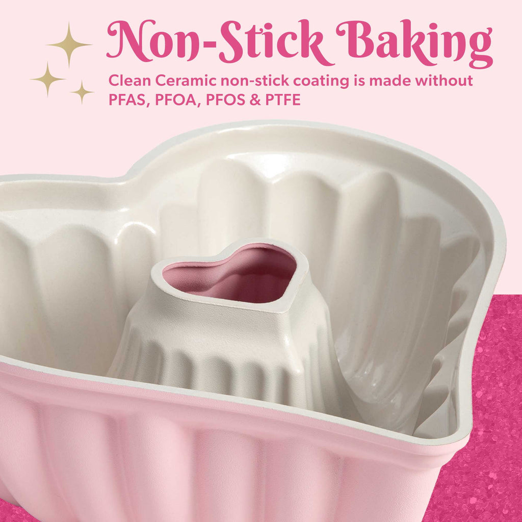Paris Hilton Heart Shaped Cake Pan for Baking, Premium Nonstick & Dishwasher Safe, 9.5-inch, Pink - Image 5
