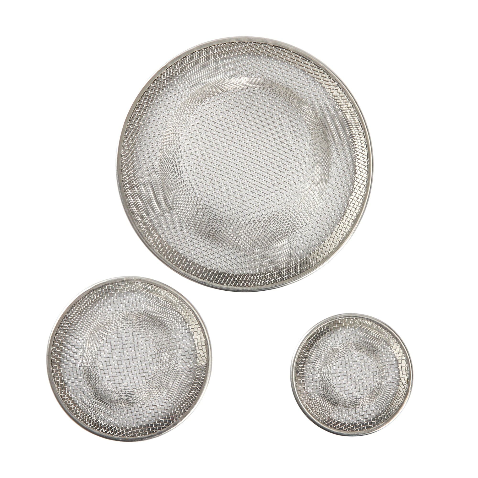 Mainstays Multiple Size 3 Pack Stainless Steel Mesh Drain Strainers Silver - Image 5