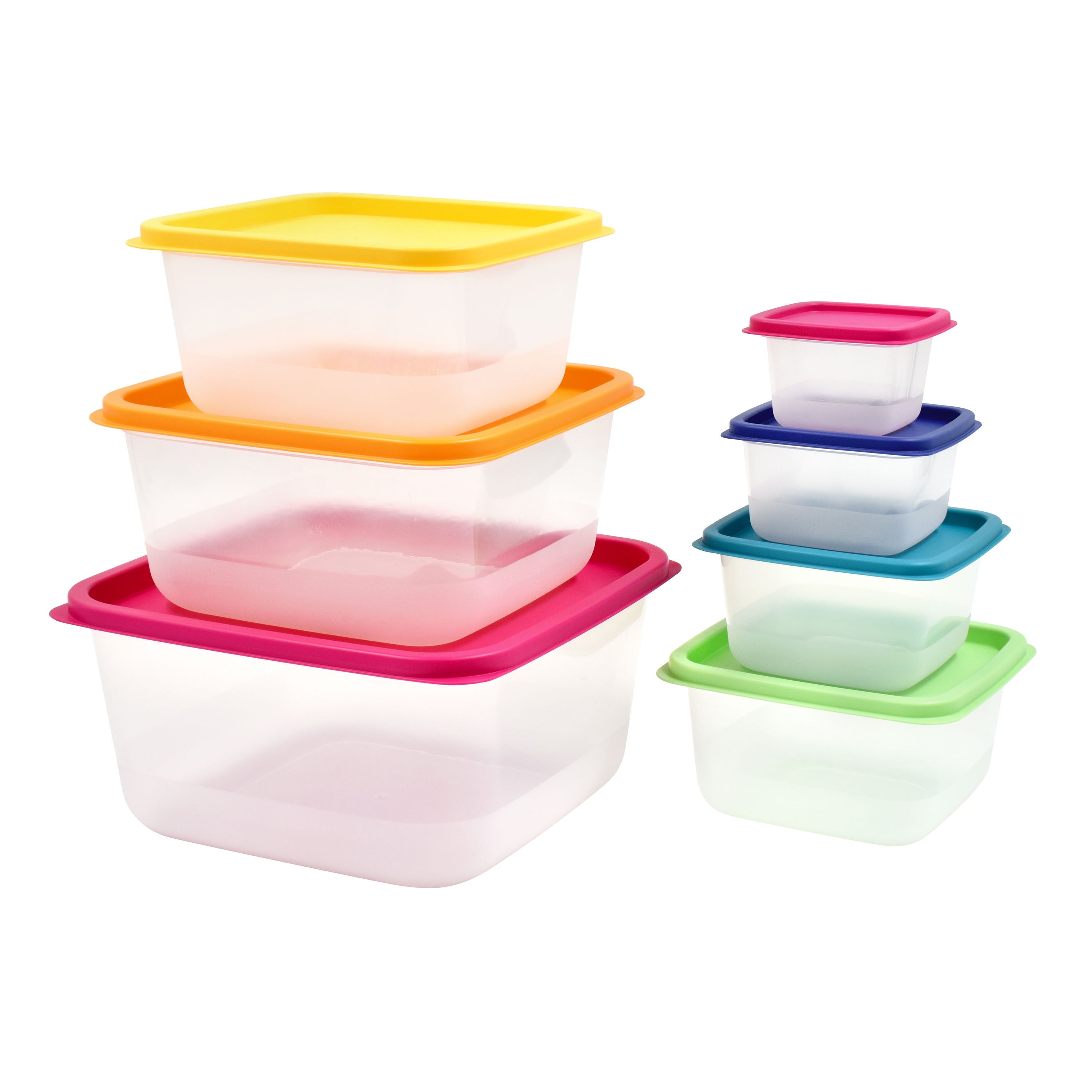 Mainstays Plastic Rainbow Food Storage Set, Multi Color, 14 Count, Best Used for Leftover Storage and Reheating - Image 3