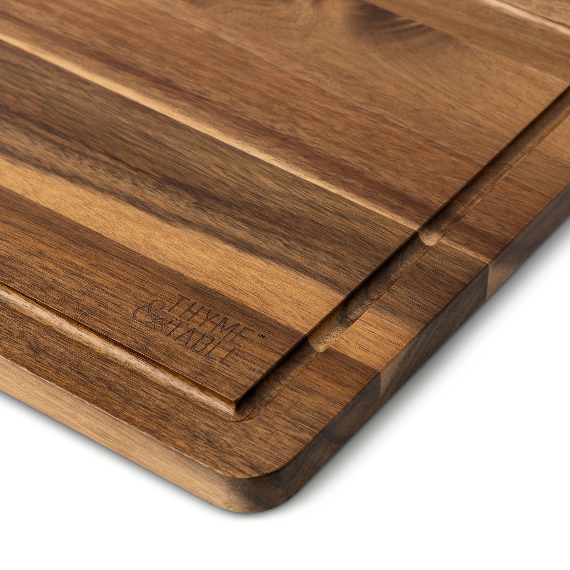 Thyme & Table Large 12"x18" Acacia Wood Cutting Board with Triangle Shaped Anti-Slip Grips - Image 4