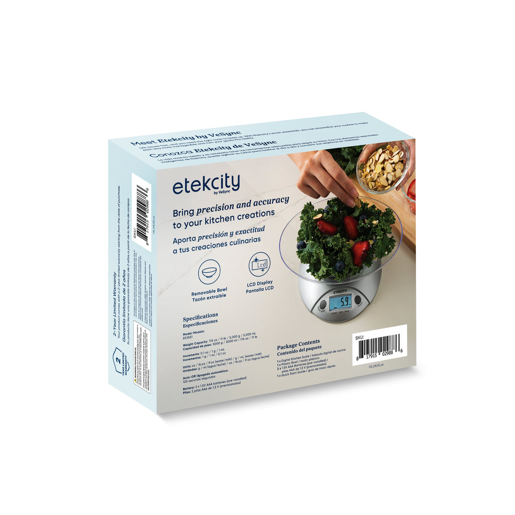 Etekcity Food Kitchen Scale With Bowl, Digital Ounces and Grams for Cooking, Baking, Meal Prep, Dieting, and Weight L... - Image 3