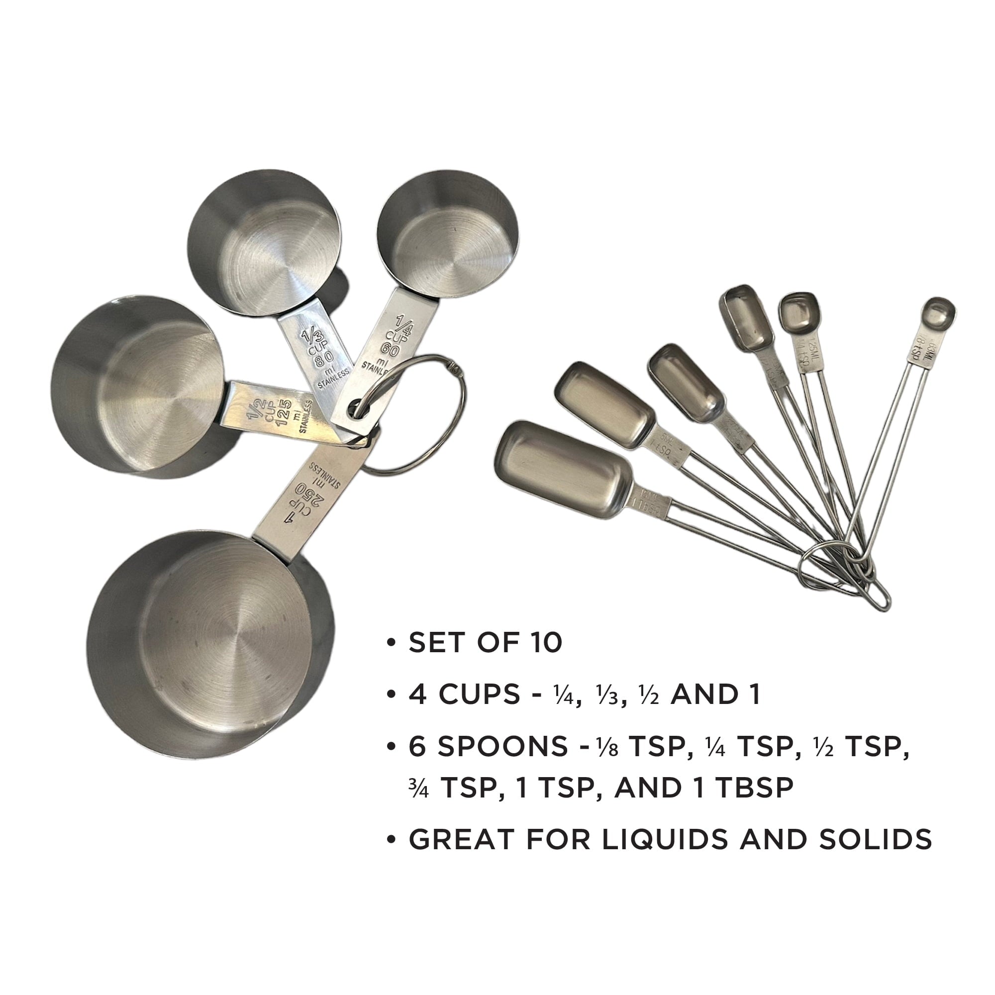 Fox Run Stainless Steel Measuring Cup and Spoon Set, 10 Different Sized Cups and Spoons - Image 6