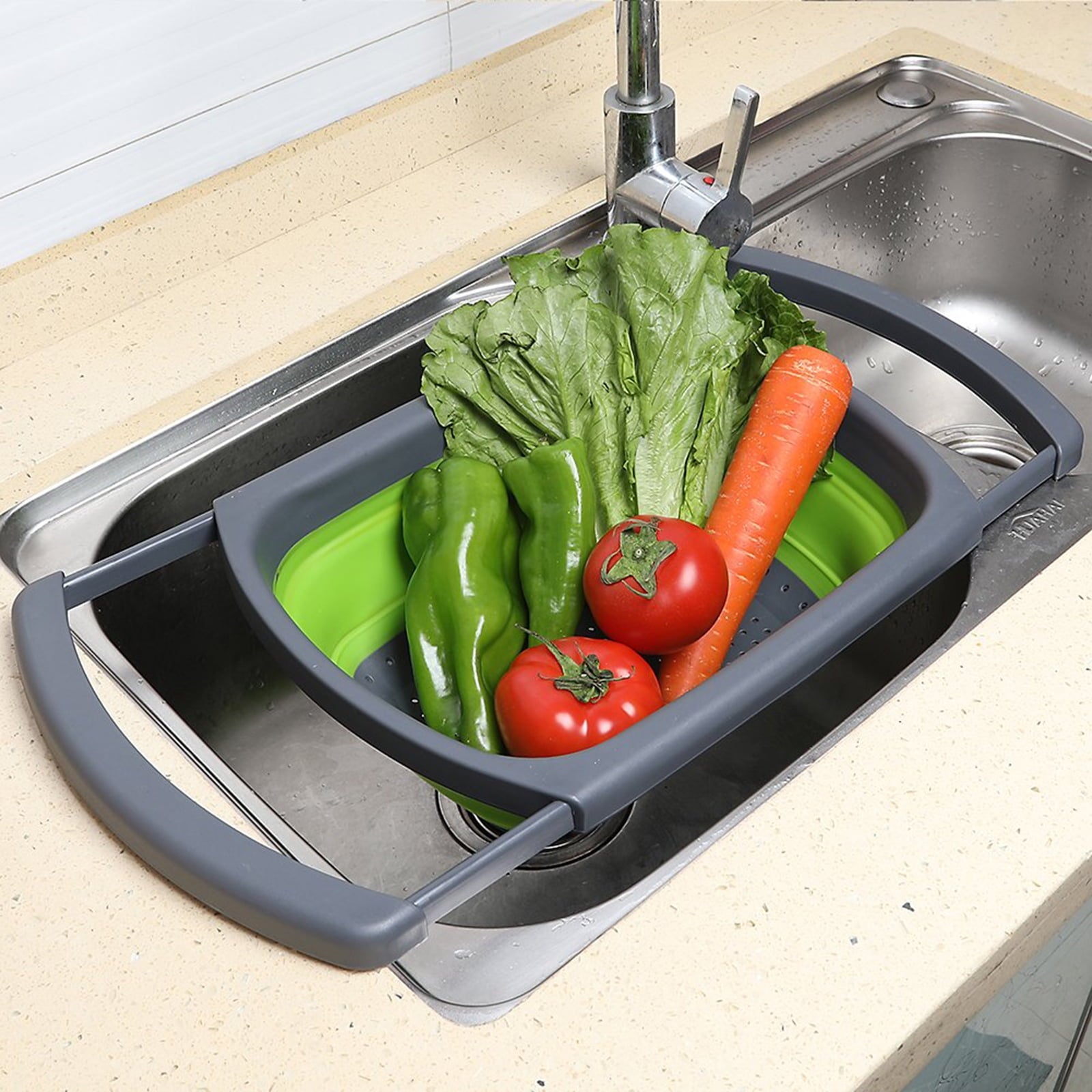 Colander collapsible, Colander Strainer Over The Sink Vegetable Fruit Strainer Basket (6 Quart) with Extendable Handl... - Image 4