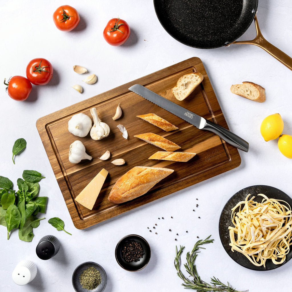 Thyme & Table Large 12"x18" Acacia Wood Cutting Board with Triangle Shaped Anti-Slip Grips - Image 6