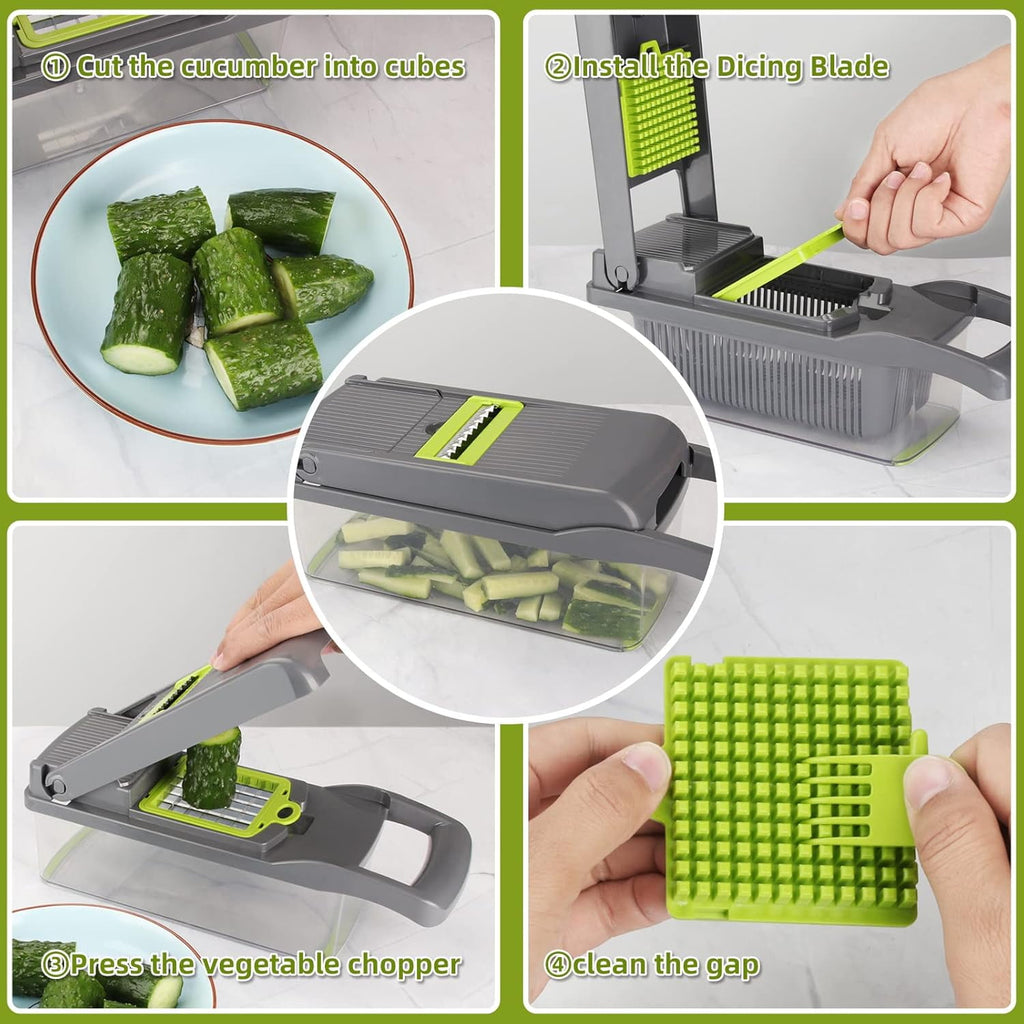 PHANCIR Vegetable Chopper, 17 in 1 Multi-Function Food Chopper, Professional Kitchen Gadget with Container - Image 2