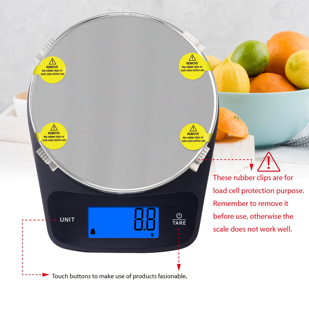 Mainstays Waterproof Digital Kitchen Scale with Blue Backlit, Black - Image 2