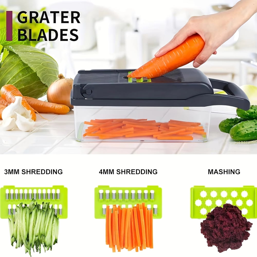 14 in 1 Multifunctional Vegetable Chopper Onion Chopper Handle Food Grate Food Chopper Kitchen Vegetable Slicer Dicer... - Image 4