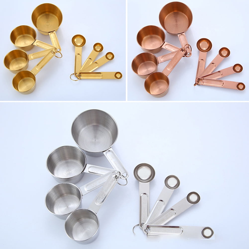 CSCHome Stainless Steel Measuring Cups,Measuring Cup Spoon Set,Kitchen Accessories 8 PCS(Gold) - Image 3