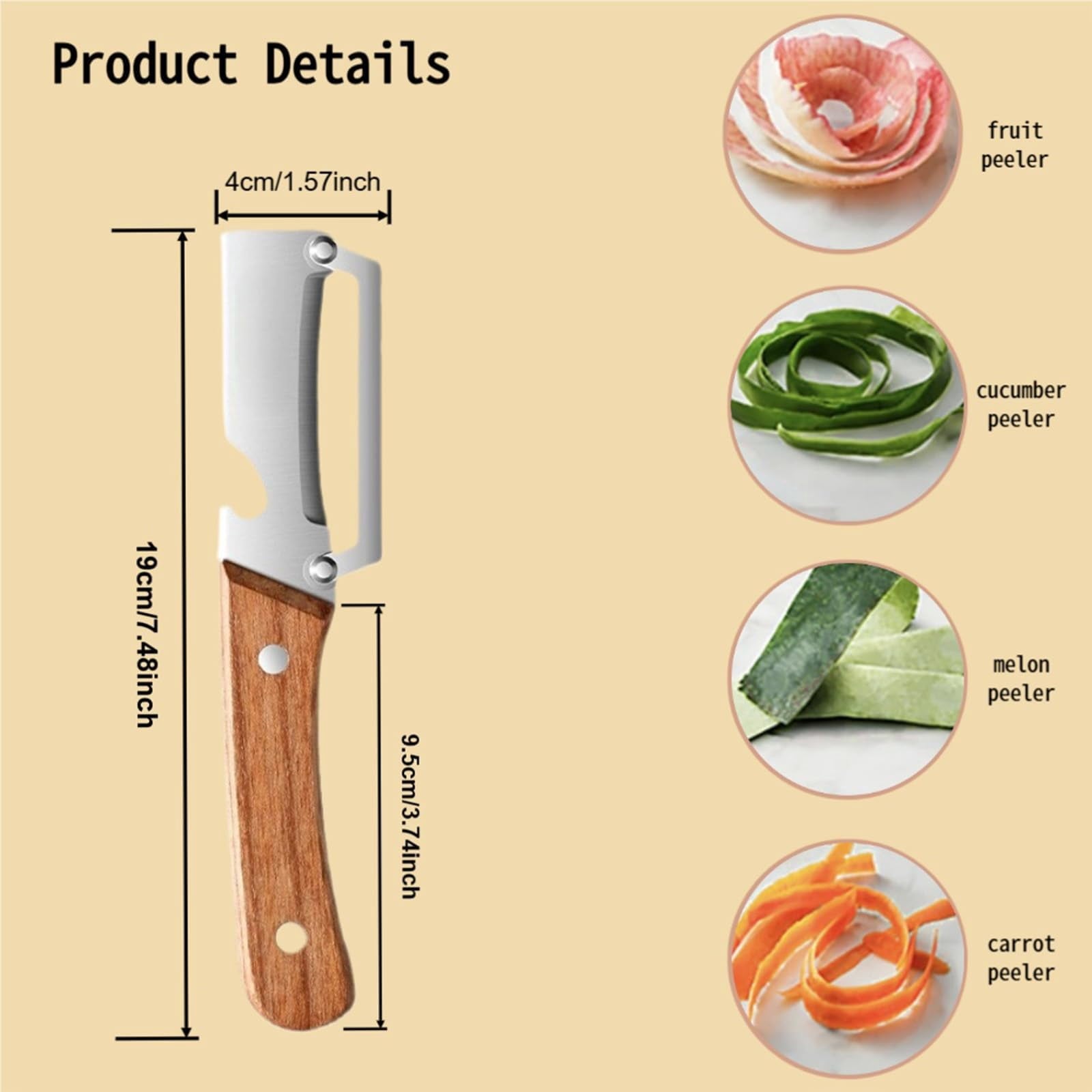 Zero Flex Peeler, 2-in-1 Multifunctional Peeler, Kitchen Multi-function Stainless Steel Thickened Fruit Peeler Knife,... - Image 4