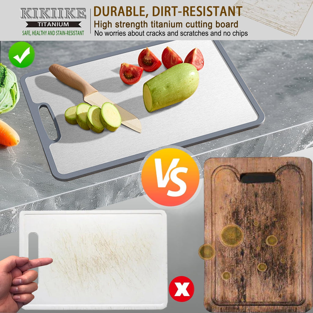 Titanium Cutting Board Double-sided non-slip silicone edging Pure Titanium Cutting Boards for Kitchen - Double-Sided ... - Image 2