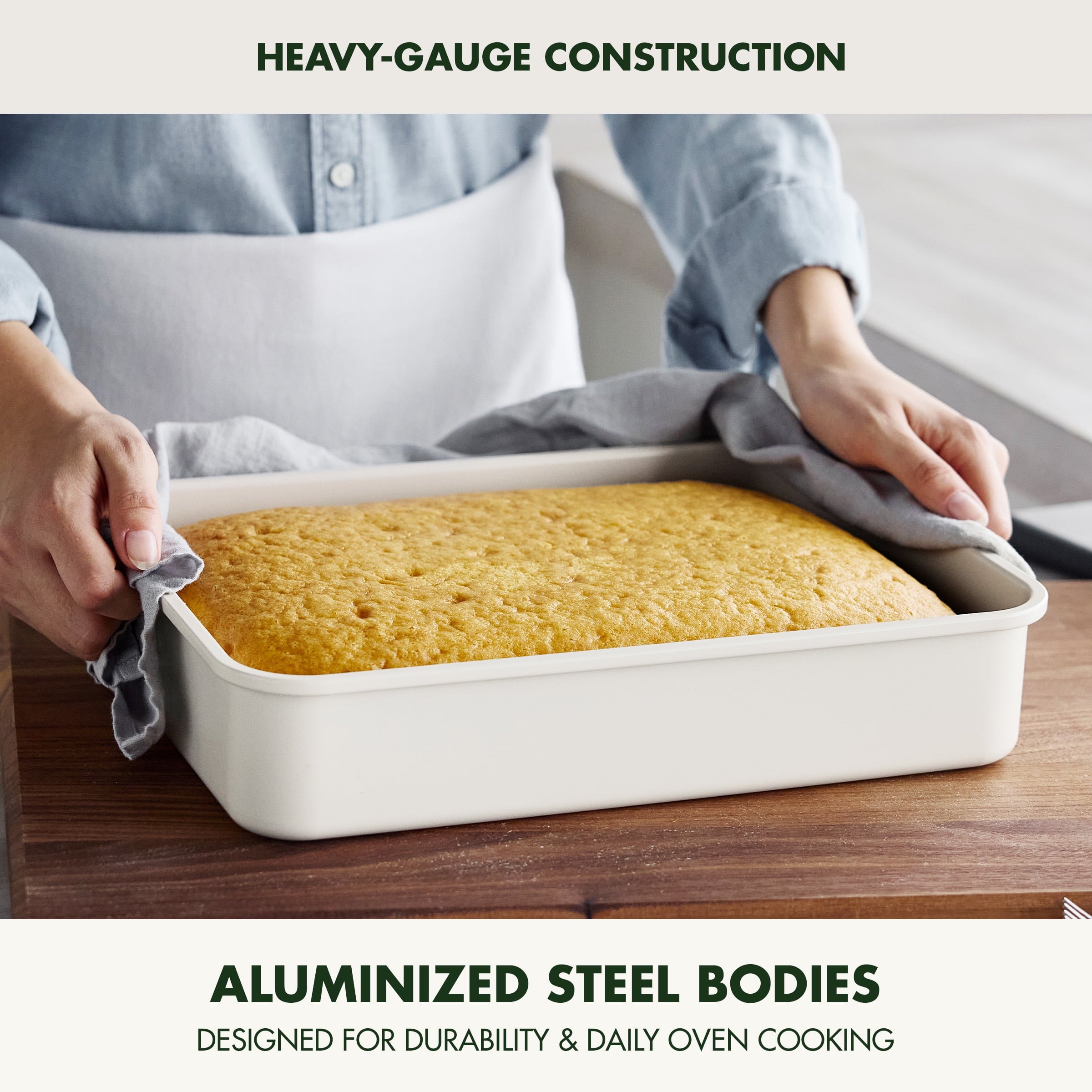 GreenPan 13" x 9" Nonstick Straight Side Cake Pan Healthy Coating, Oven Safe, Durable Bakeware - Image 4