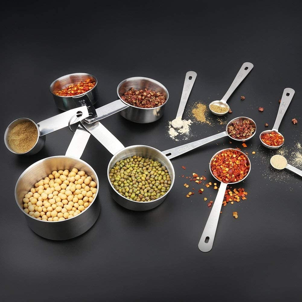 Square 13-Piece Stainless Steel Measuring Cups and Spoons Set, 5 Stainless Steel Measuring Cups,6 Stainless Steel Mea... - Image 4