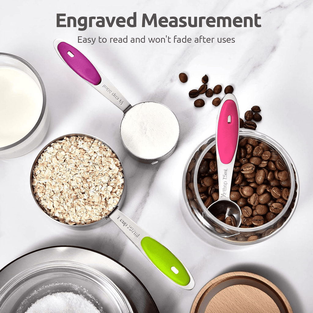 Stainless Steel Measuring Cups and Spoons Set of 15, 5 Stainless Steel Nesting Measuring Cups & 5 Spoons, 5 Mini Meas... - Image 3