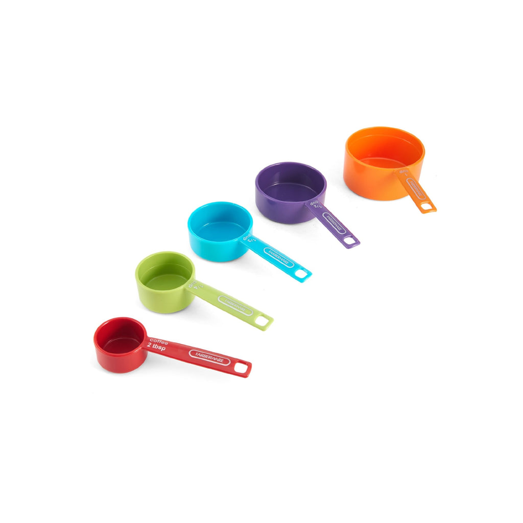 Plastic Multicolor Nesting Measuring Cup Set with Bonus Coffee Scoop, 5-Piece - Image 3